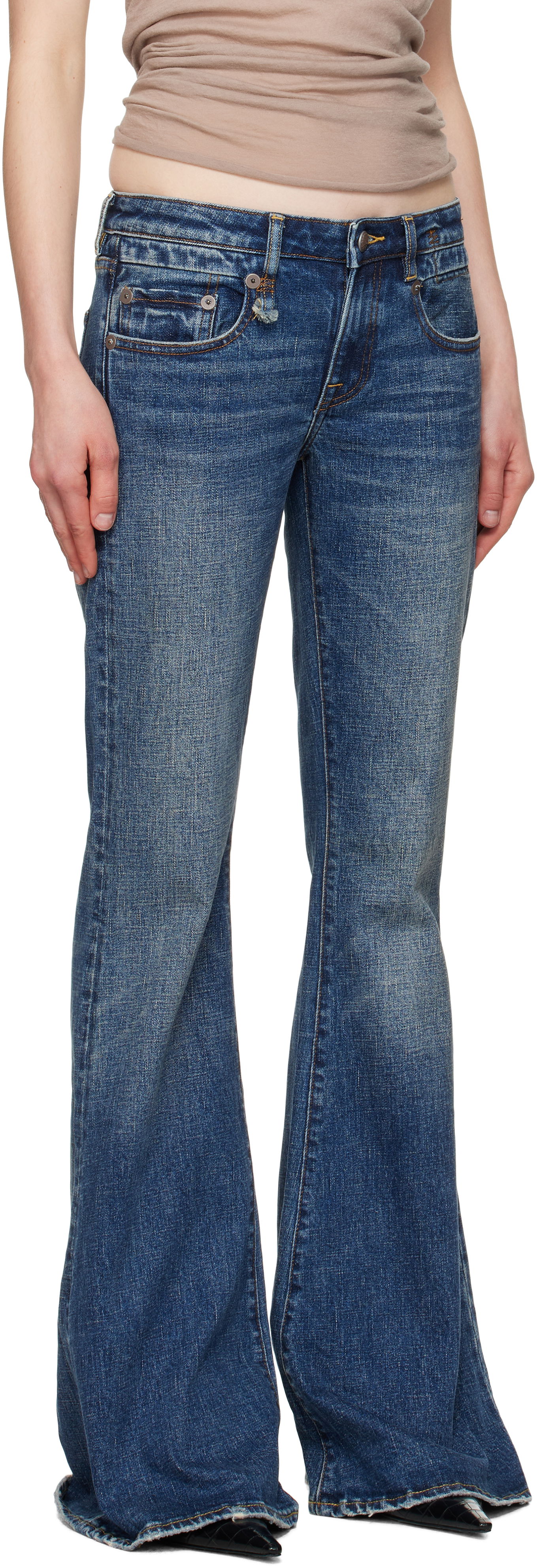 Kavbojke R13 R13 Overflow Boy Flare Jeans Modra | R13WD142-D275A, 1