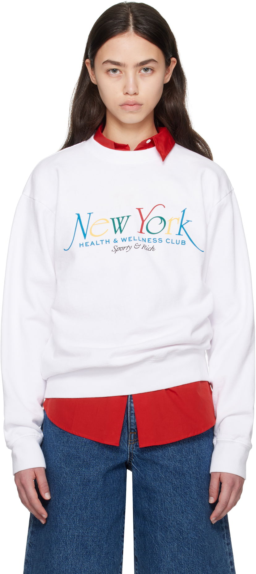 Pleteni pulover Sporty & Rich Sporty & Rich NY 94 Crewneck Sweatshirt Bela | ST071622034WH57