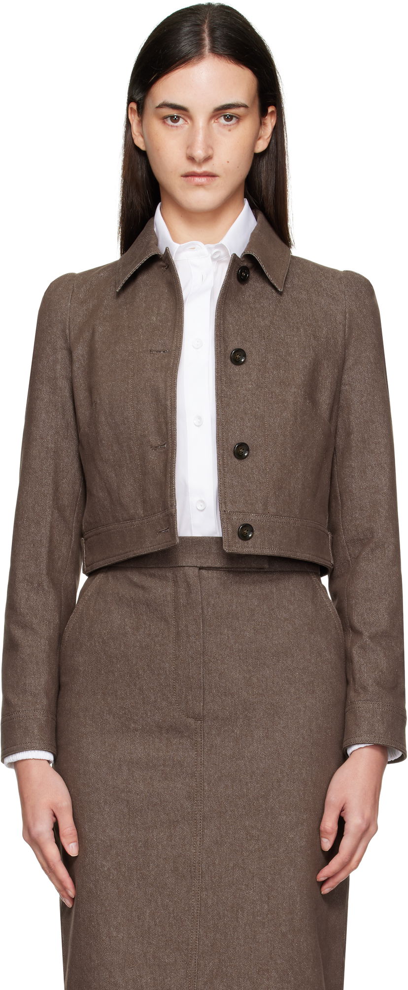 Jakna Max Mara Max Mara Carpa Cropped Jacket Rjava | 2511041013600