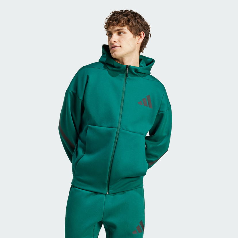Pulover adidas Performance Z.N.E. Full-Zip Hooded Zelena | JF6539