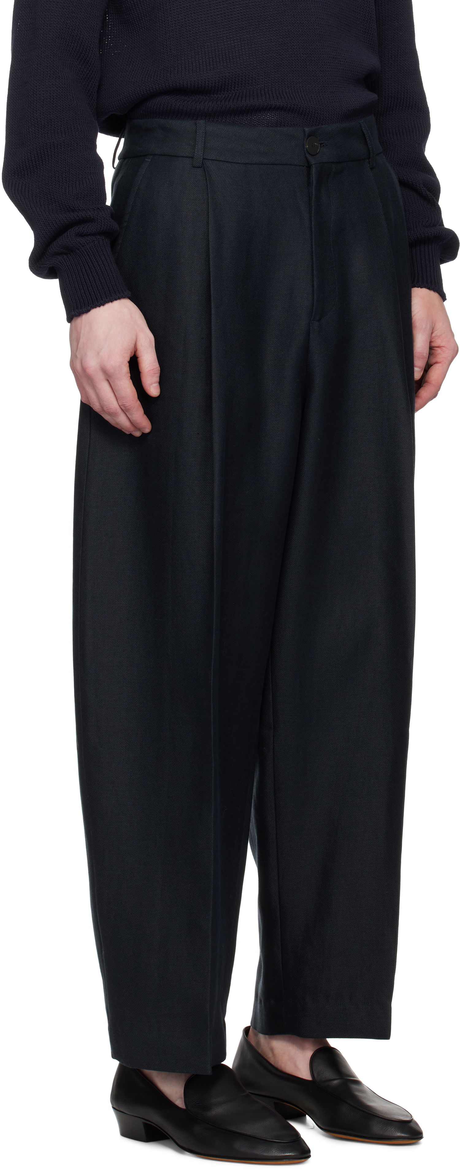 Hlače Studio Nicholson Studio Nicholson Ellis Pleated Trousers Mornarica | ELLIS SNM-1074, 1