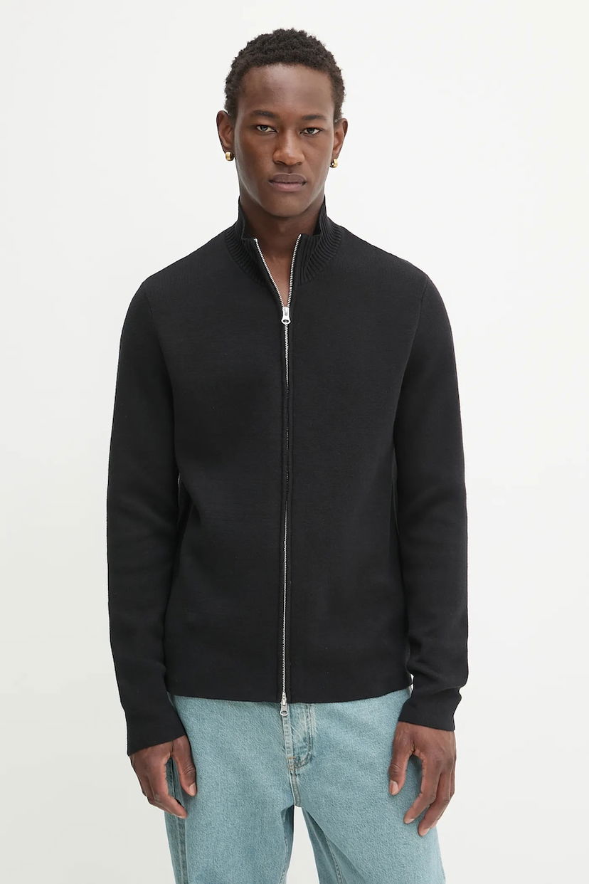 Pleteni pulover Samsoe Samsoe High-Neck Full-Zip Knit Cardigan SANIKLAS Črna | M24300028