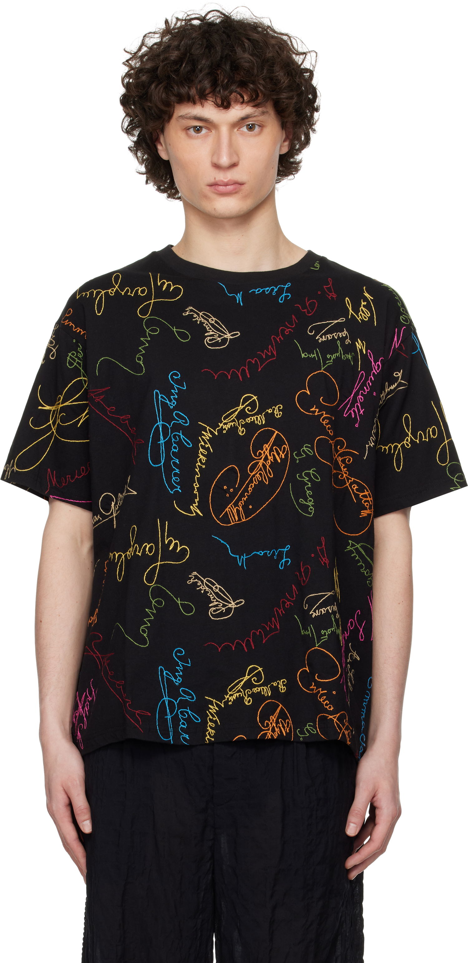 Majica Bode Bode Signature Scrawl Boxy T-Shirt Črna | MRS25CS050, 0