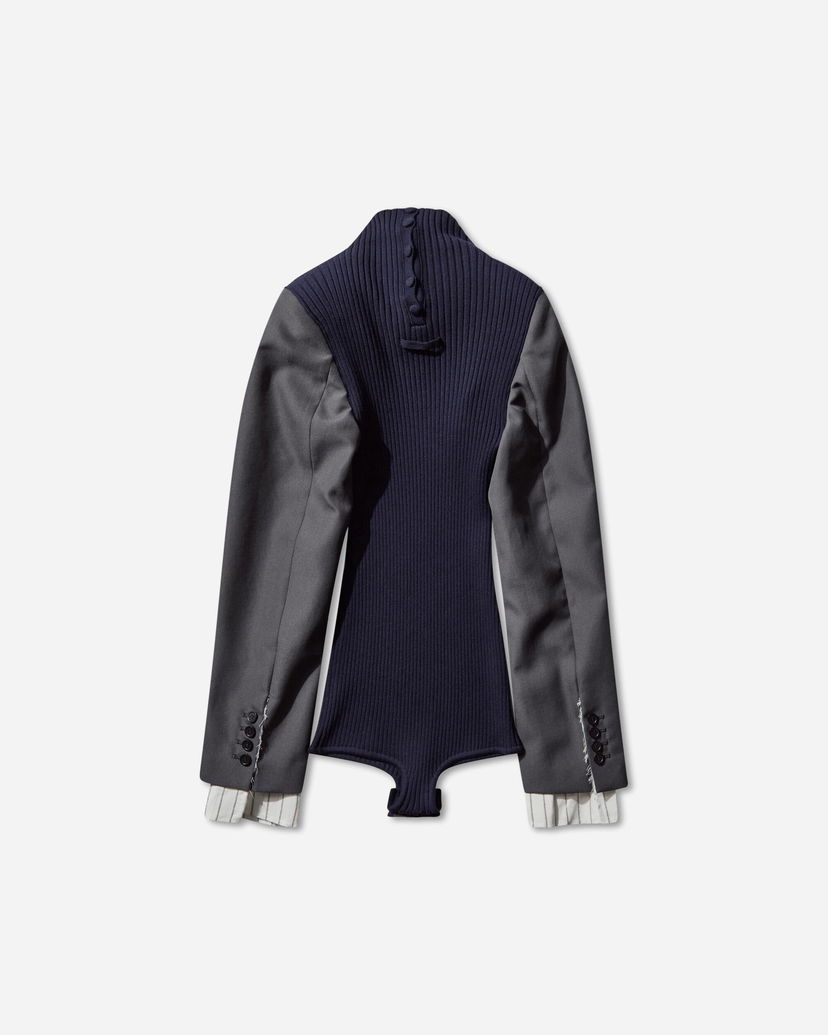 Bodi Jean Paul Gaultier Bi-Material Suit Bodysuit Mornarica | 2504WPO037K017 5904