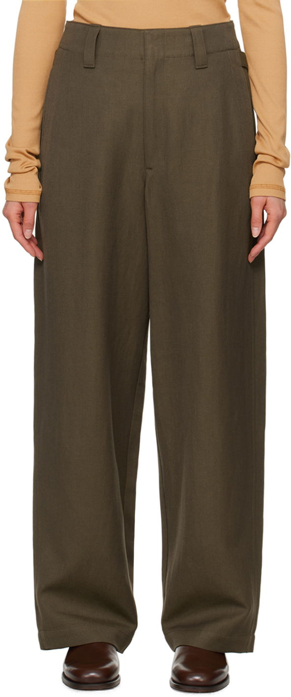 Hlače LEMAIRE Lemaire Maxi Trousers Zelena | PA1083 LF1252