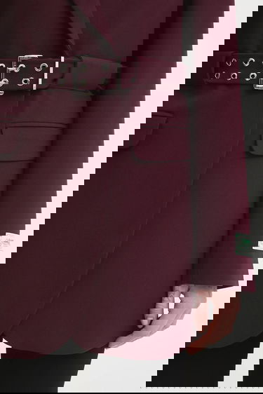 Jakna GANNI Future Twill Suiting Belted Blazer Bordo | W0403, 3