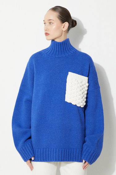 Pleteni pulover JW Anderson JW Anderson Textured Patch Pocket Turtleneck Sweater Modra | KW1150.YN0144.823, 0