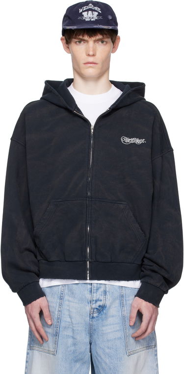Pulover We11done We11done Gothic Logo Zip-Up Hoodie Črna | WD-TJ2-25-845-U-NV, 0
