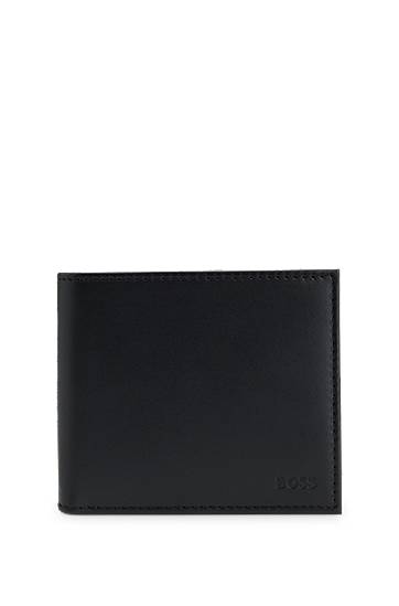 Denarnica BOSS Leather wallet with logo lettering Črna | 50548811