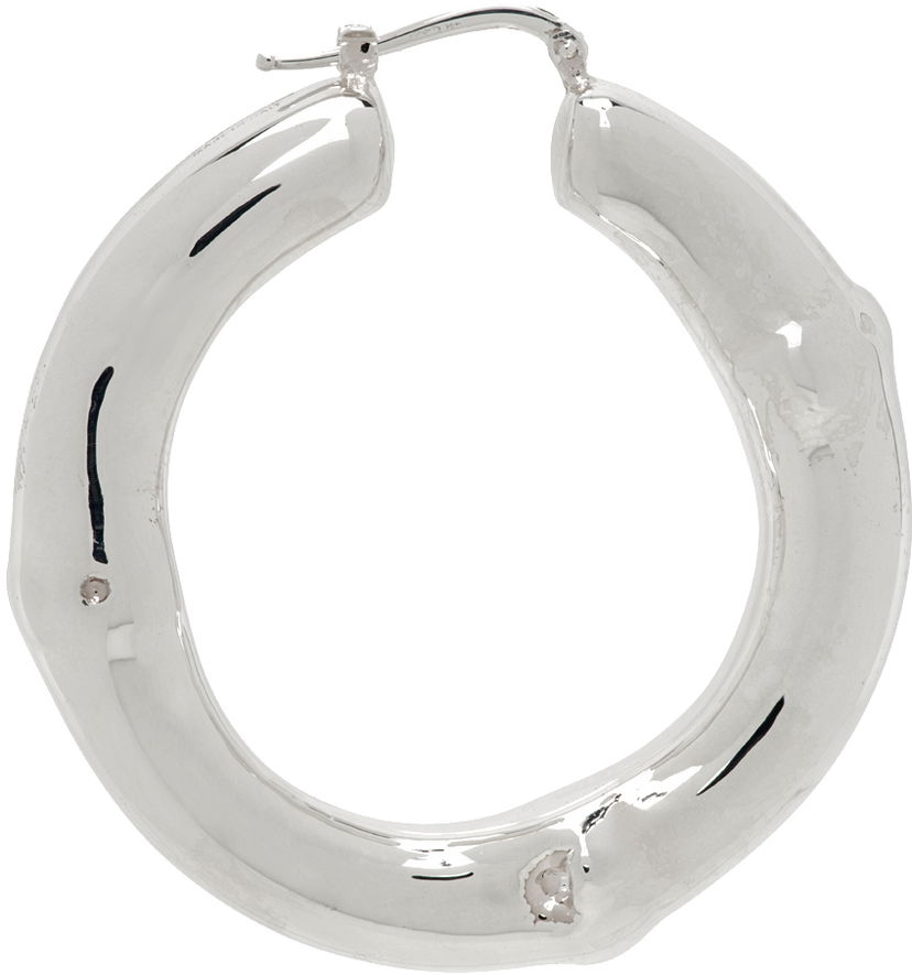 Uhani Jil Sander Polished Single Hoop Earring Kovinski | J29VG0020_J12029