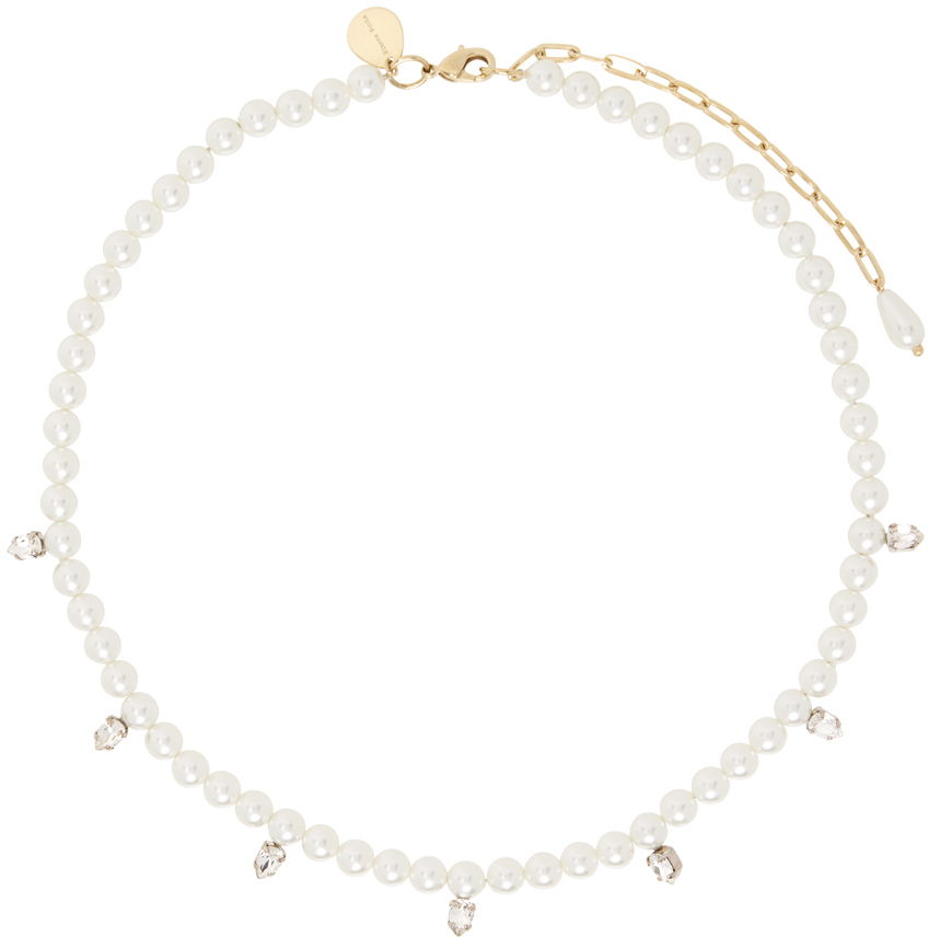 Ogrlica Simone Rocha Simone Rocha Pearl & Crystal Dagger Choker Necklace Bela | NKS65 0913, 0