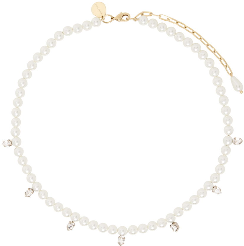 Ogrlica Simone Rocha Simone Rocha Pearl & Crystal Dagger Choker Necklace Bela | NKS65 0913