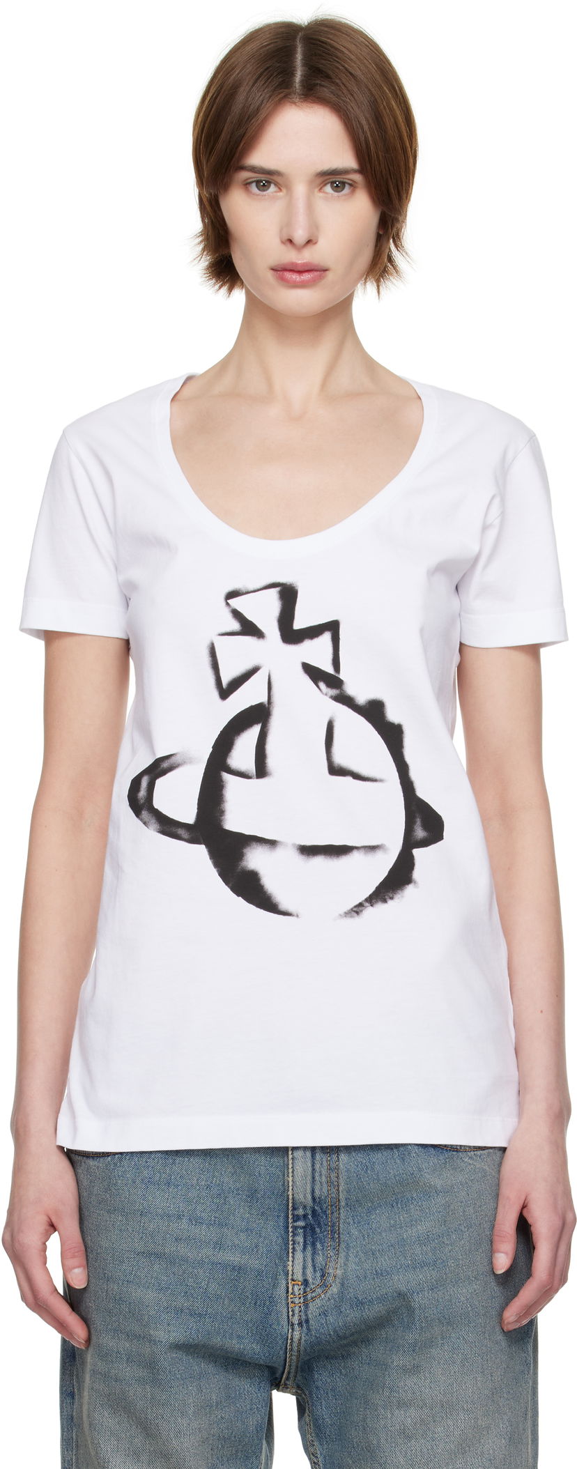 Majica Vivienne Westwood Vivienne Westwood Stencil Orb Lollo T-Shirt Bela | 3G010034-J001M-