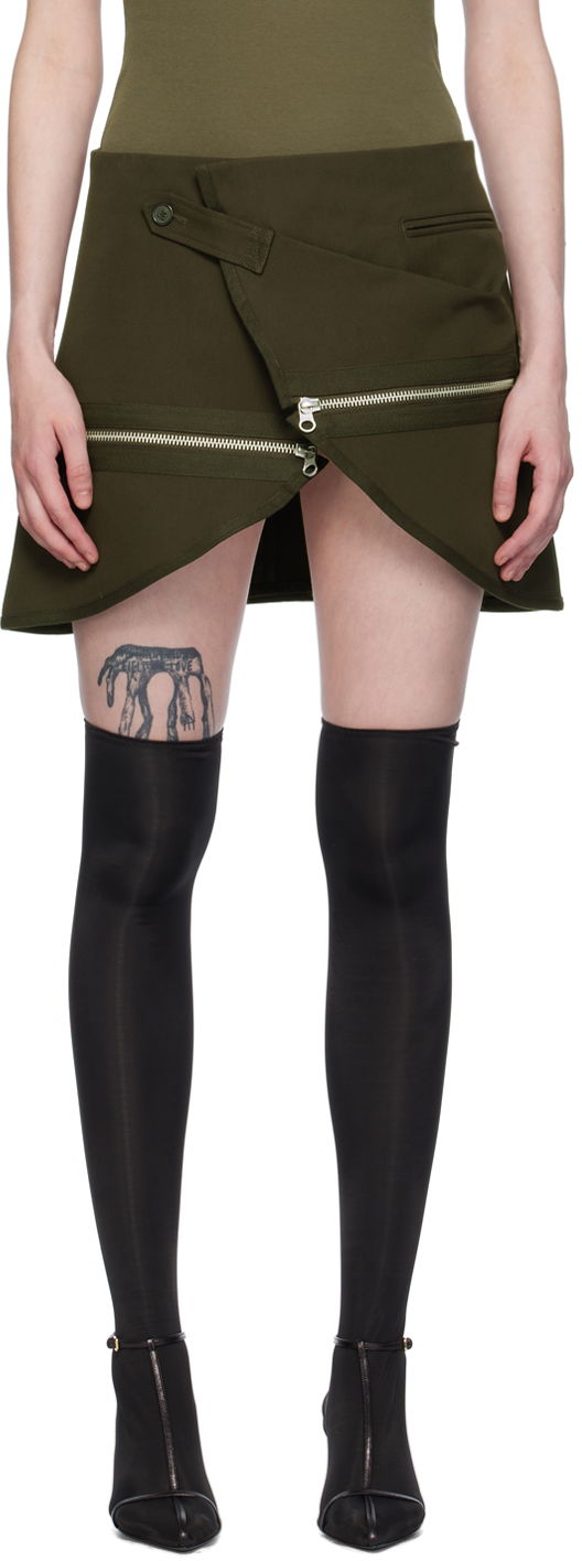 Krila Courrèges Courrèges Asymmetrical Zippered Miniskirt Zelena | 224CJU166CO0117