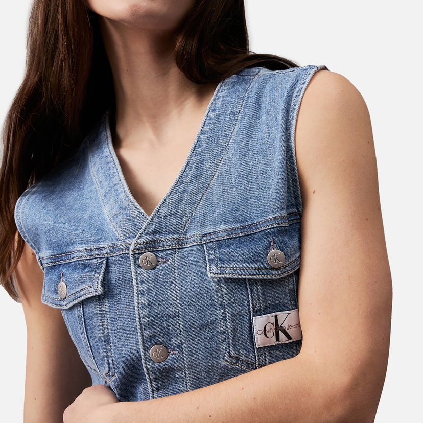 Kavbojke CALVIN KLEIN Jeans Sleeveless Denim Dress - XS Modra | J20J2237121A4