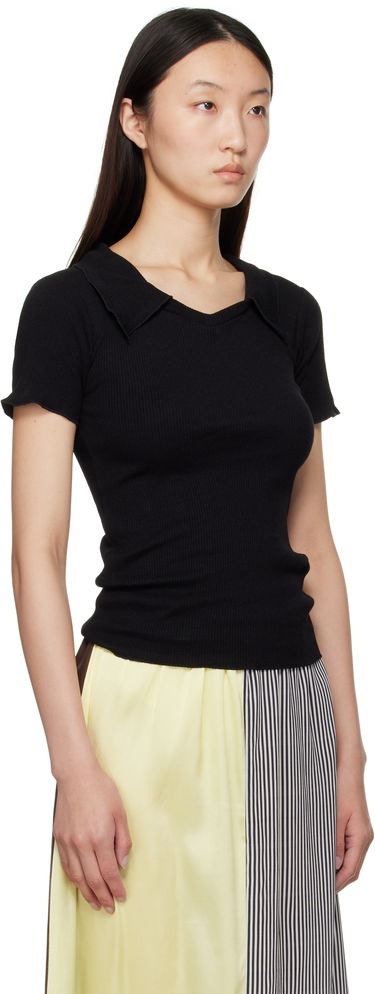 Majica Baserange Baserange Iso Ribbed Collar T-Shirt Črna | TTIT-RCR-AU25, 1