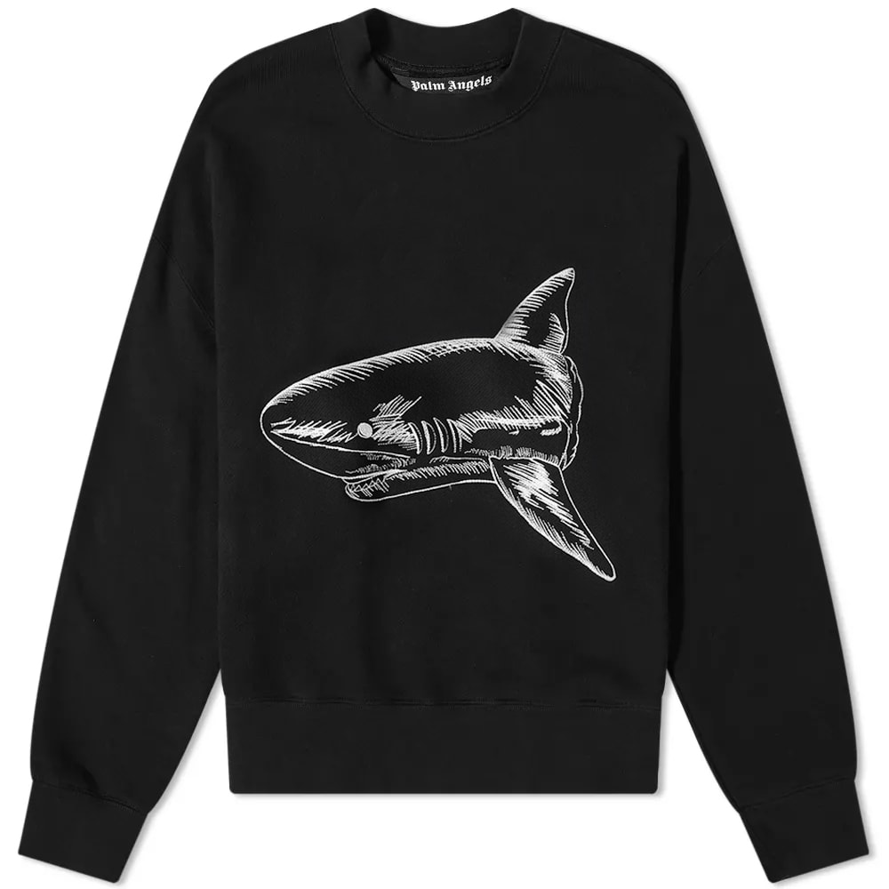 Pulover Palm Angels Split Shark Crew Sweat Črna | PMBA026S23FLE0061003, 0