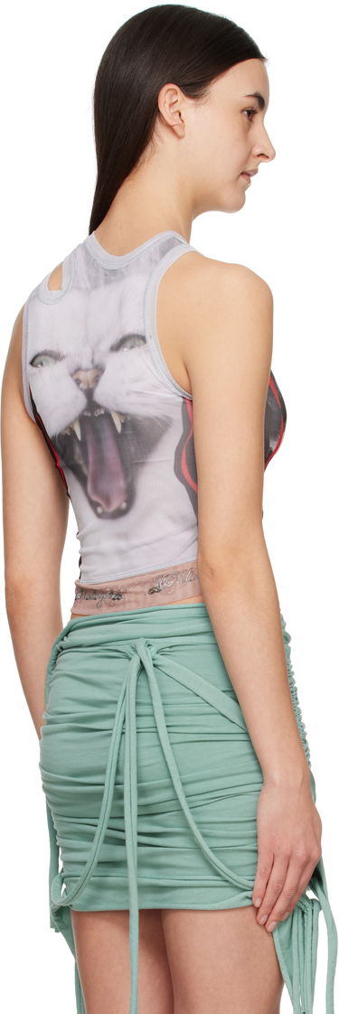 Majica brez rokavov Ottolinger Ottolinger Mesh Dog Print Cutout Tank Top Bela | 10110060102, 2