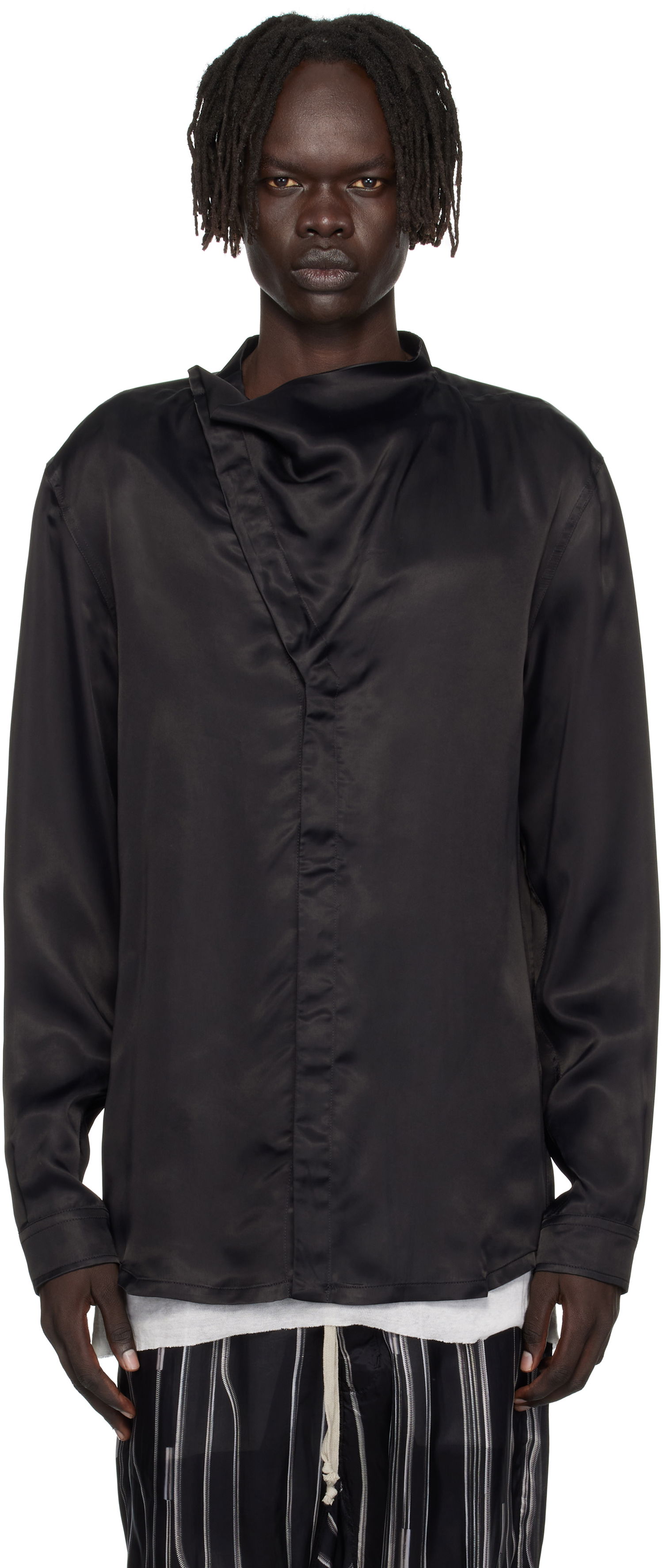 Srajce Rick Owens Rick Owens Concordians Island Satin Shirt Črna | RU02E1299 HSCH, 0