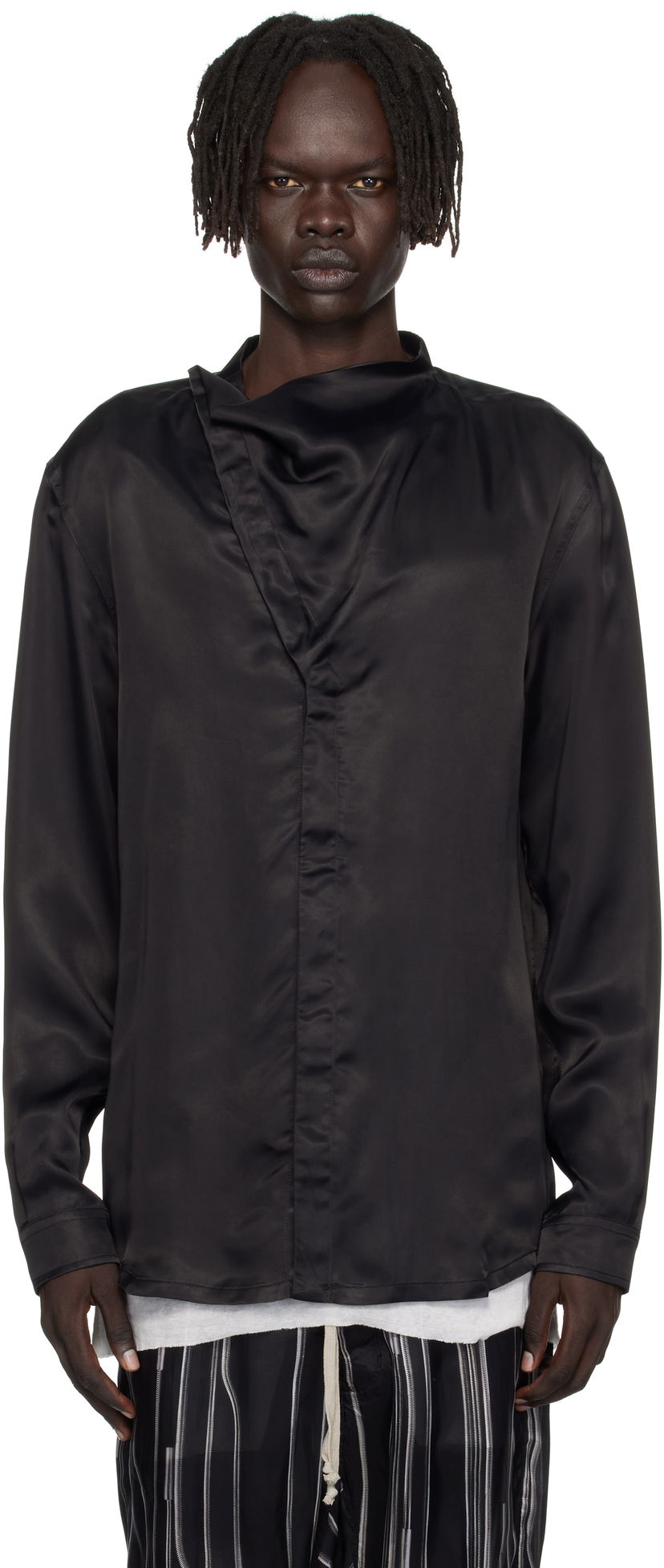 Srajce Rick Owens Rick Owens Concordians Island Satin Shirt Črna | RU02E1299 HSCH