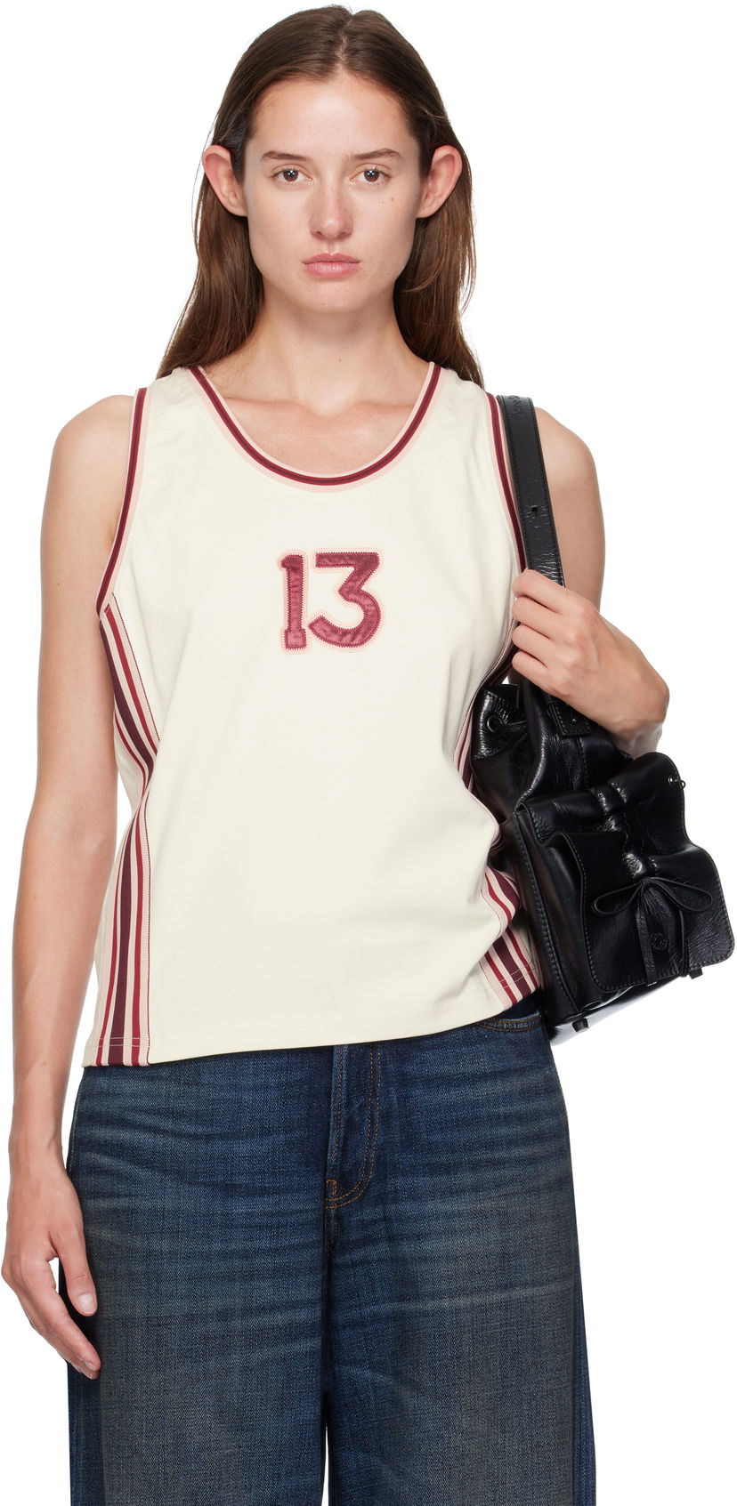 Majica brez rokavov Acne Studios Acne Studios Embroidered-Logo Tank Top Bež | BL0424-
