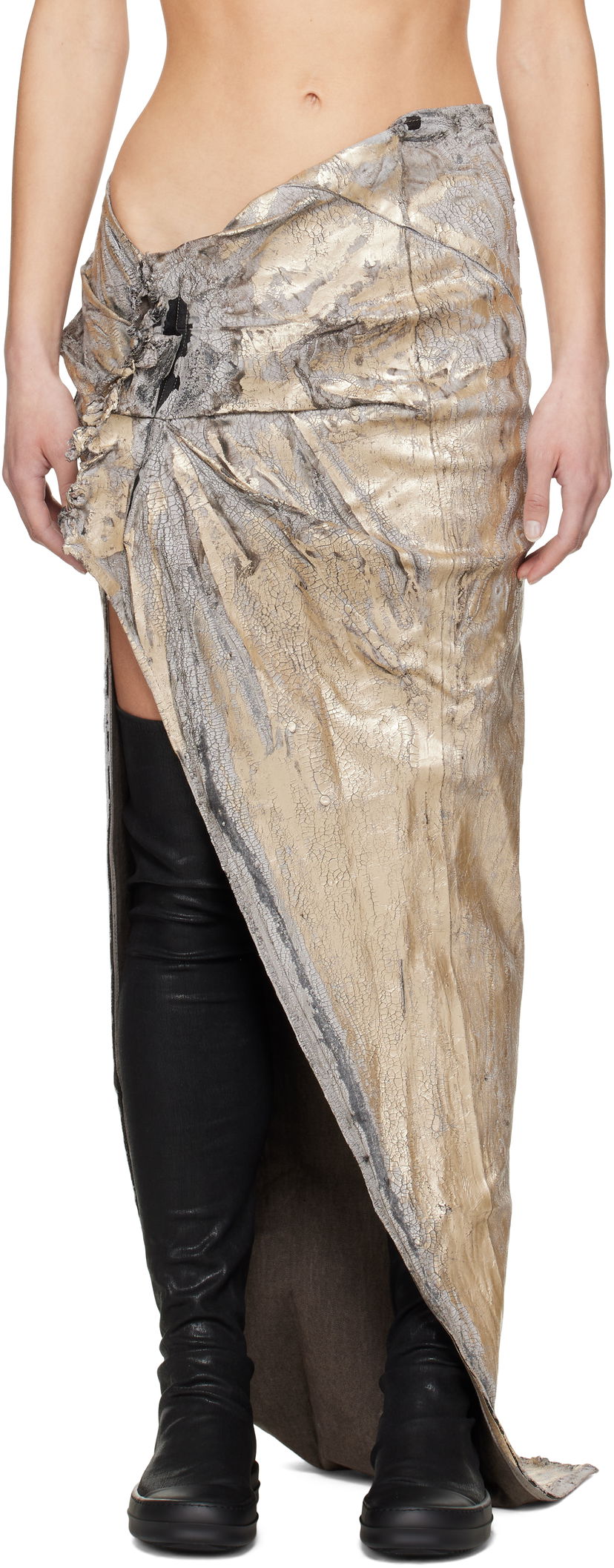 Krila Rick Owens Rick Owens DRKSHDW Hollywood Soft Edfu Long Denim Maxi Skirt Kovinski | DS01E3348 SGMC