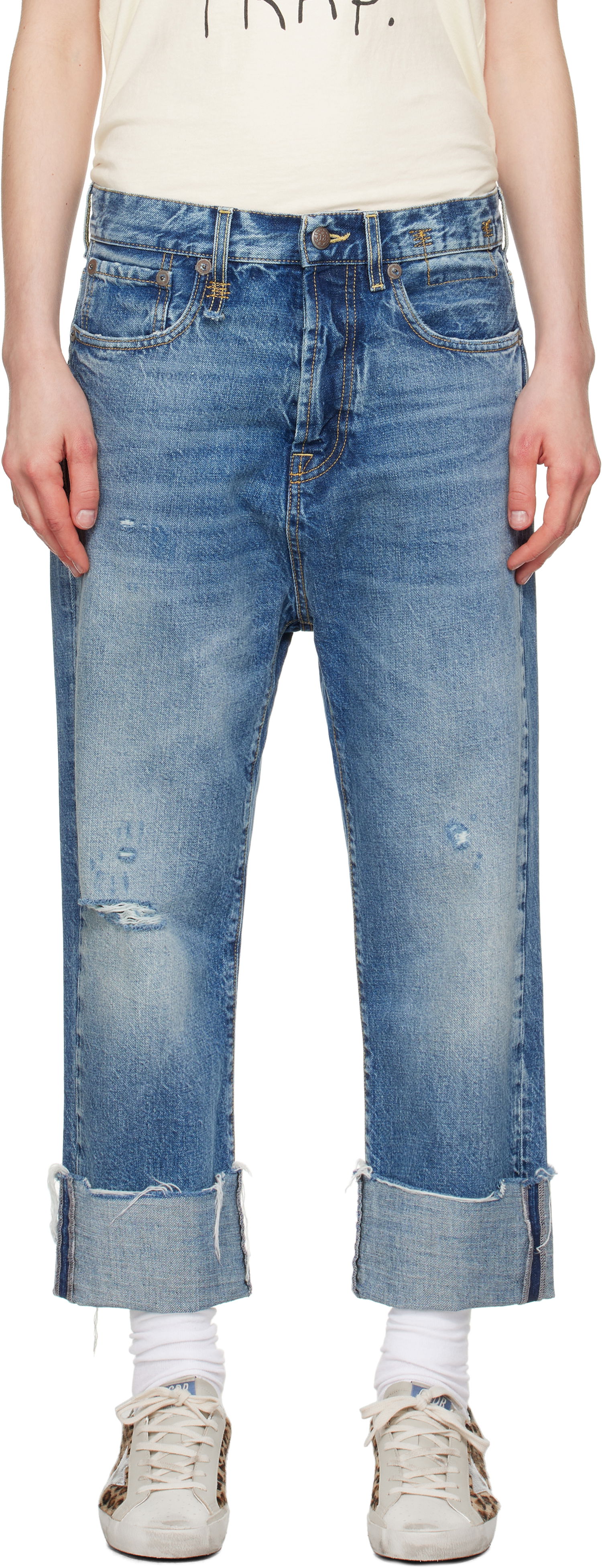 Kavbojke R13 R13 Tailored Drop Cropped Jeans Modra | R13W6452-D283C, 0