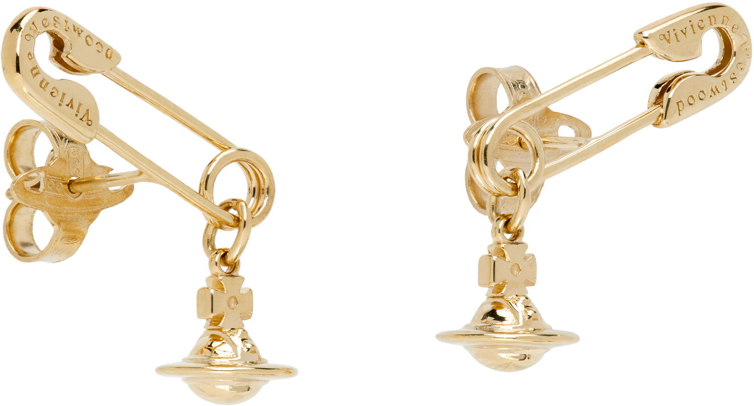 Uhani Vivienne Westwood Vivienne Westwood Gold-Tone Safety Pin Drop Earrings Kovinski | 6201035Y-01R001-, 1