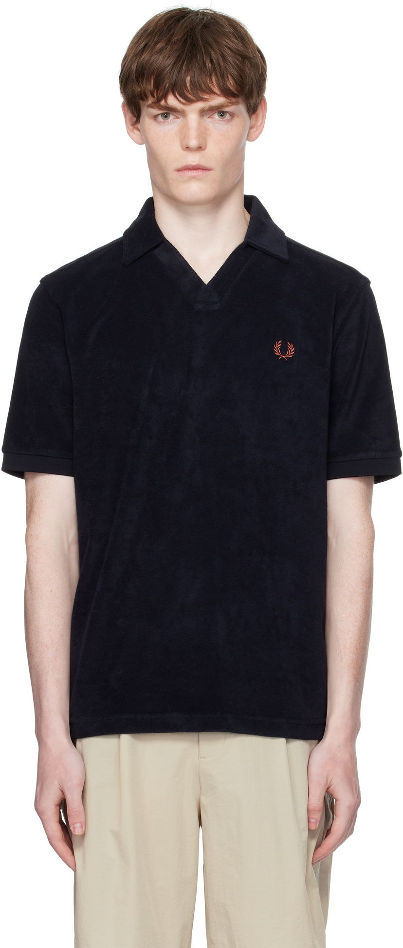 Polo majica Fred Perry Fred Perry Open Collar Towelling Polo Črna | M7830