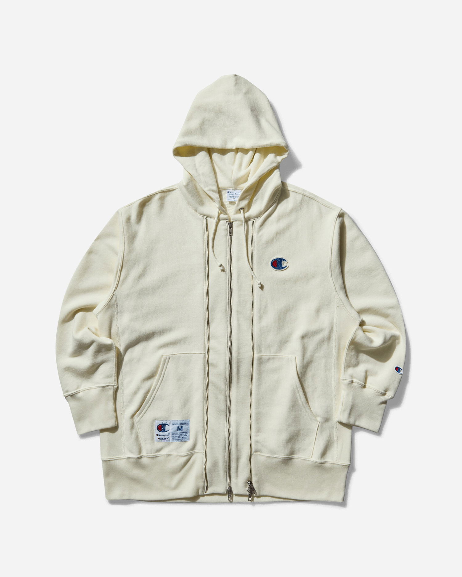 Pulover UNDERCOVER Reverse Weave Double Zip Hoodie Bež | UC1E4811 001, 0