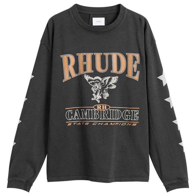Majica Rhude Rhude Cambridge State Champs Long Sleeve T-Shirt Črna | RHPF25TT15012-0027