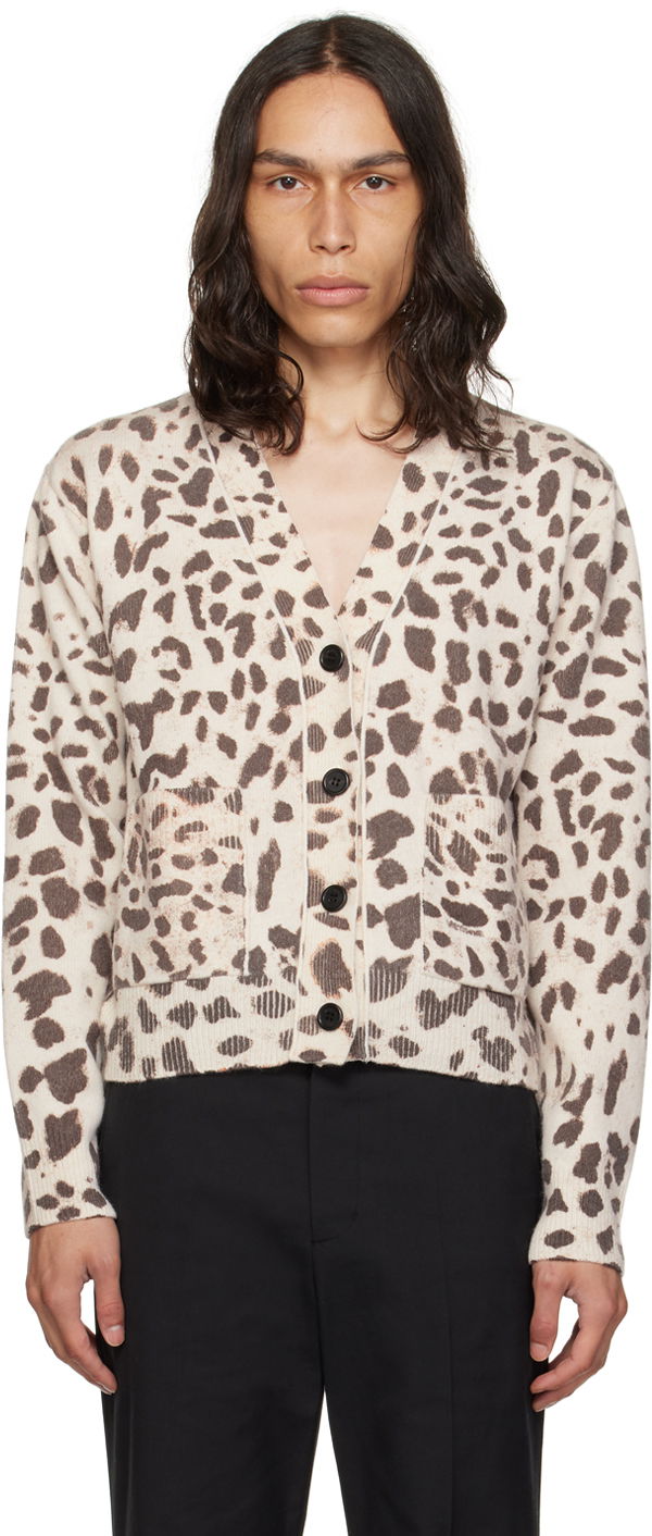 Pleteni pulover We11done We11done Y-Neck Cardigan Bež | WD-KC3-23-622-U-IV