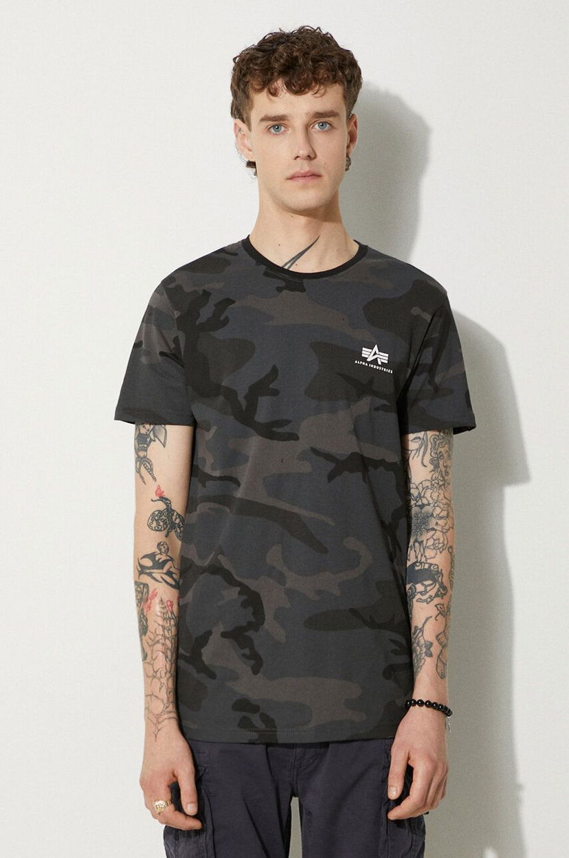 Majica Alpha Industries Men's Camo T-Shirt with Short Sleeves Siva | 128507C.125