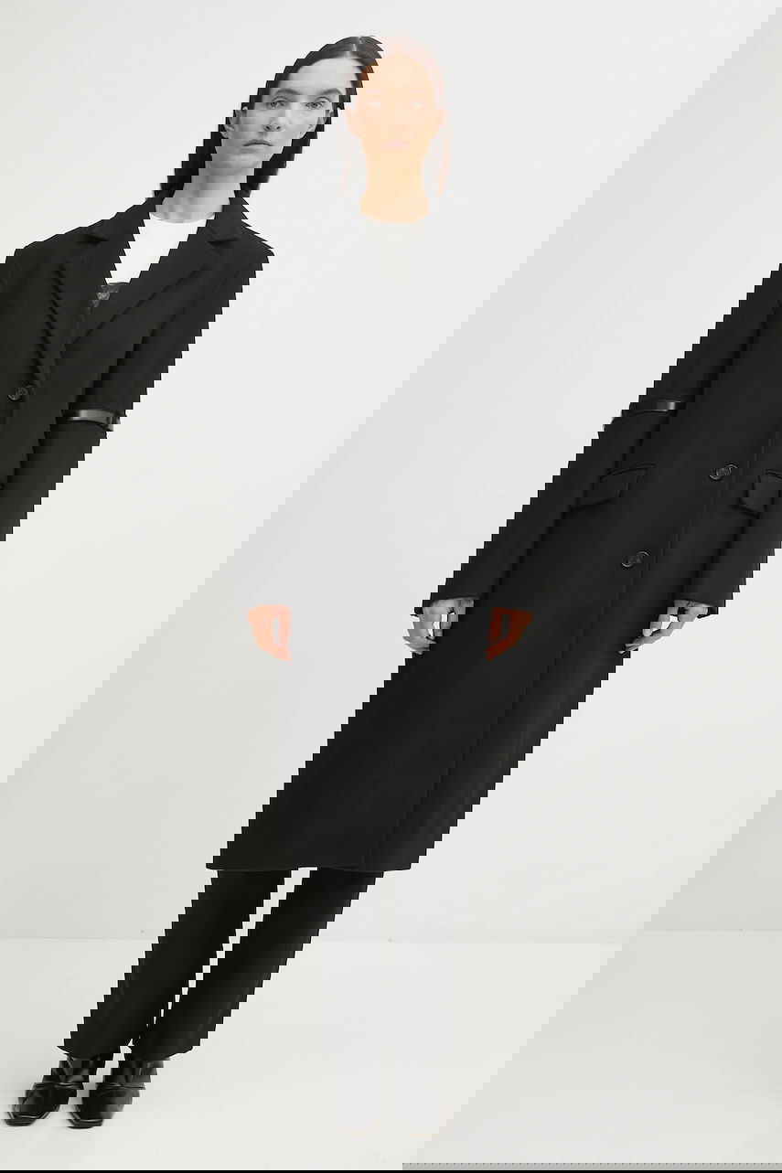 Plašči Coperni Coperni Belted Wool Blend Coat Črna | COPM14F1011, 0
