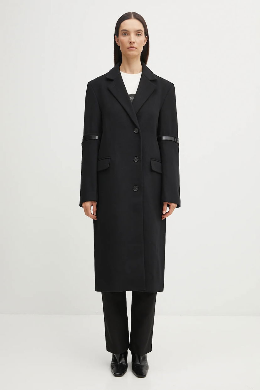 Plašči Coperni Coperni Belted Wool Blend Coat Črna | COPM14F1011