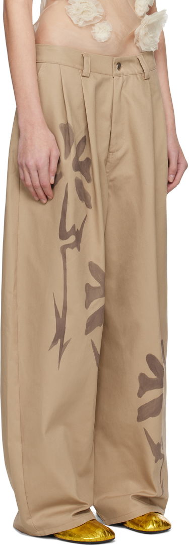 Hlače Collina Strada Collina Strada Catchfly Print Trousers Bež | XX6042, 4