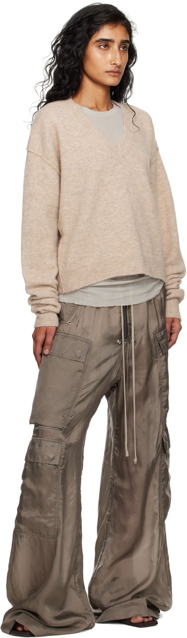 Pleteni pulover Rick Owens Rick Owens Tommy V-Neck Sweater Bež | RP02E4650 KWP, 3