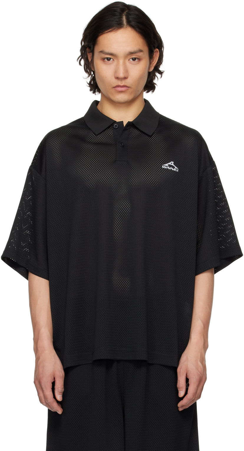 Polo majica Alexander Wang Alexander Wang Athletic Mesh Logo Polo Črna | UCC2251806