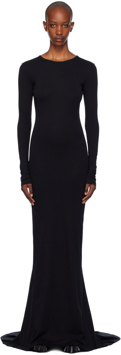 Obleke Ann Demeulemeester Long Sleeve X-Long Flared Maxi Dress Črna | 2301-W-JDR22-FA045-099
