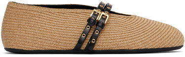 Oblačila Alaïa ALAÏA Paper Straw Ballerina Flats Bež | AA3A058TK036, 0