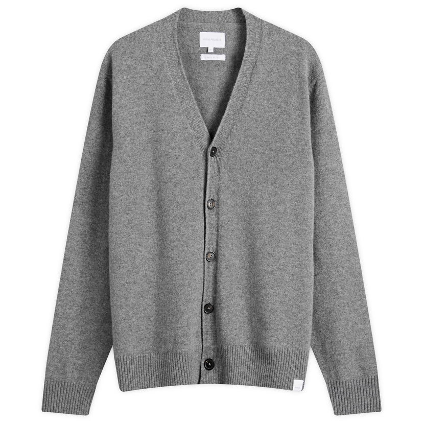 Pleteni pulover NORSE PROJECTS Lambswool Knit Cardigan Siva | N45-0624-1500