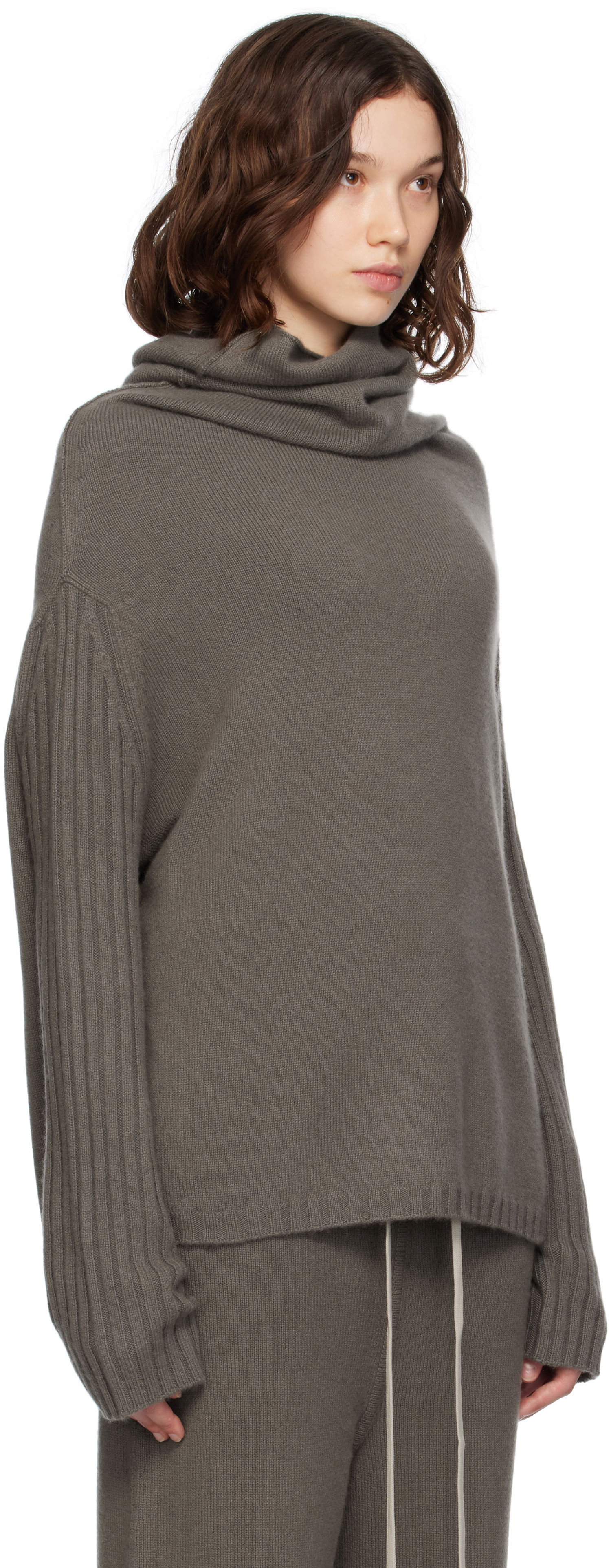 Pleteni pulover Rick Owens Rick Owens Concordians Rasato Cashmere Knit Turtleneck Siva | RP02E4674 KLWS, 1