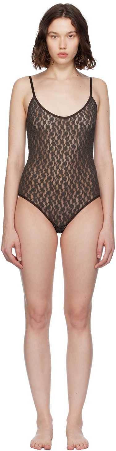 Bodi Baserange Baserange Musial Semi-Sheer Bodysuit Rjava | ONMU-LA-SU25, 0