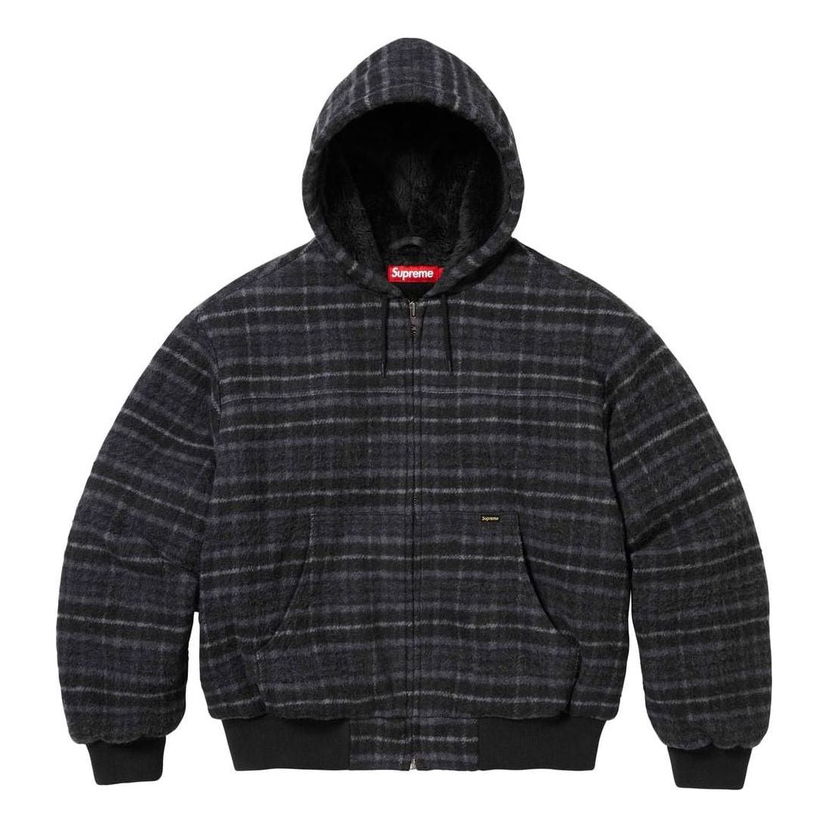 Bomber jakna Supreme Plaid Wool Hooded Work Jacket Črna | SUP-FW23-075