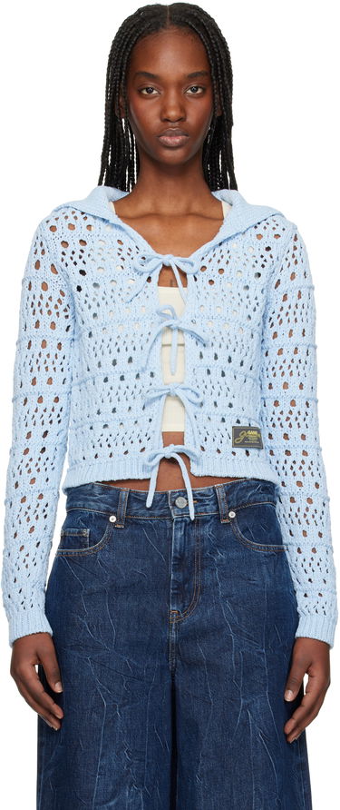 Pleteni pulover GANNI Ganni Tie String Knit Cardigan Modra | K2429, 0