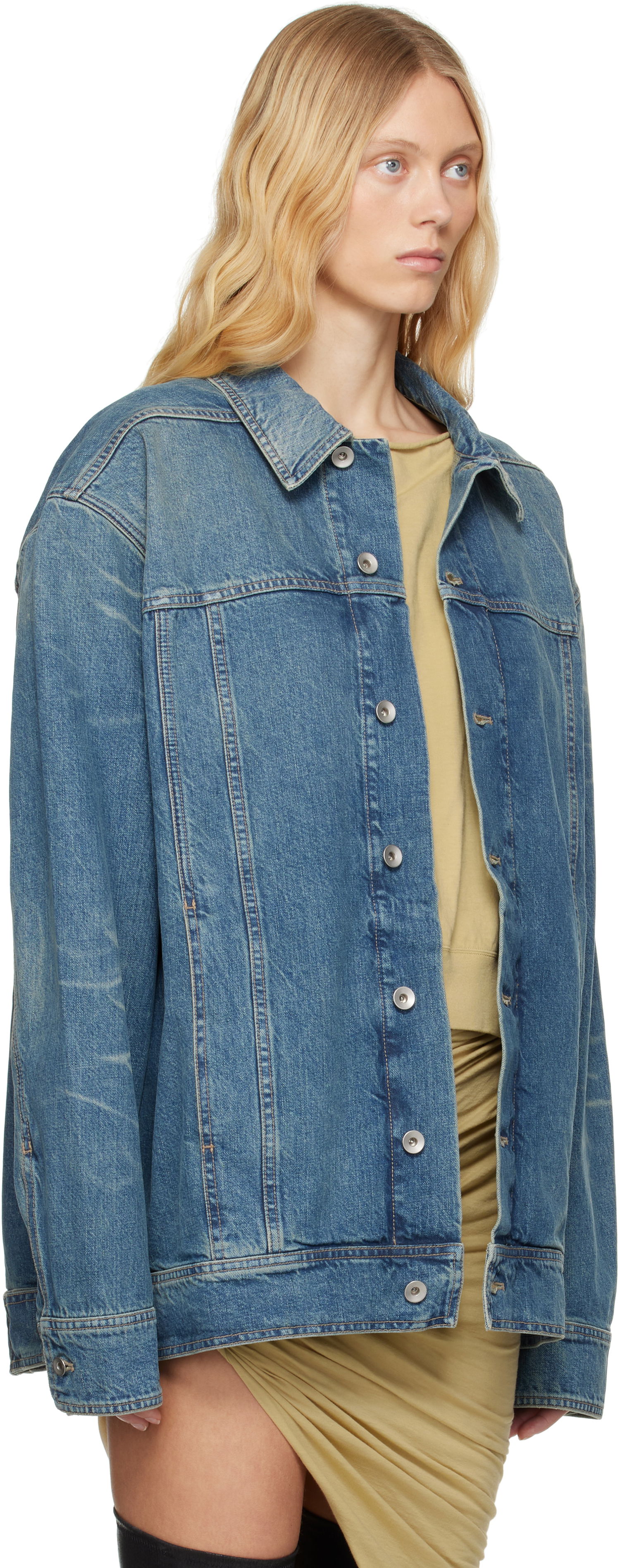 Jakna Rick Owens Rick Owens DRKSHDW Hollywood Jumbo Worker Denim Jacket Modra | DS01E3706 DWB, 1