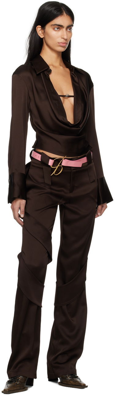 Pasovi Blumarine Logo Buckle Leather Belt Črna | P422W252A, 4