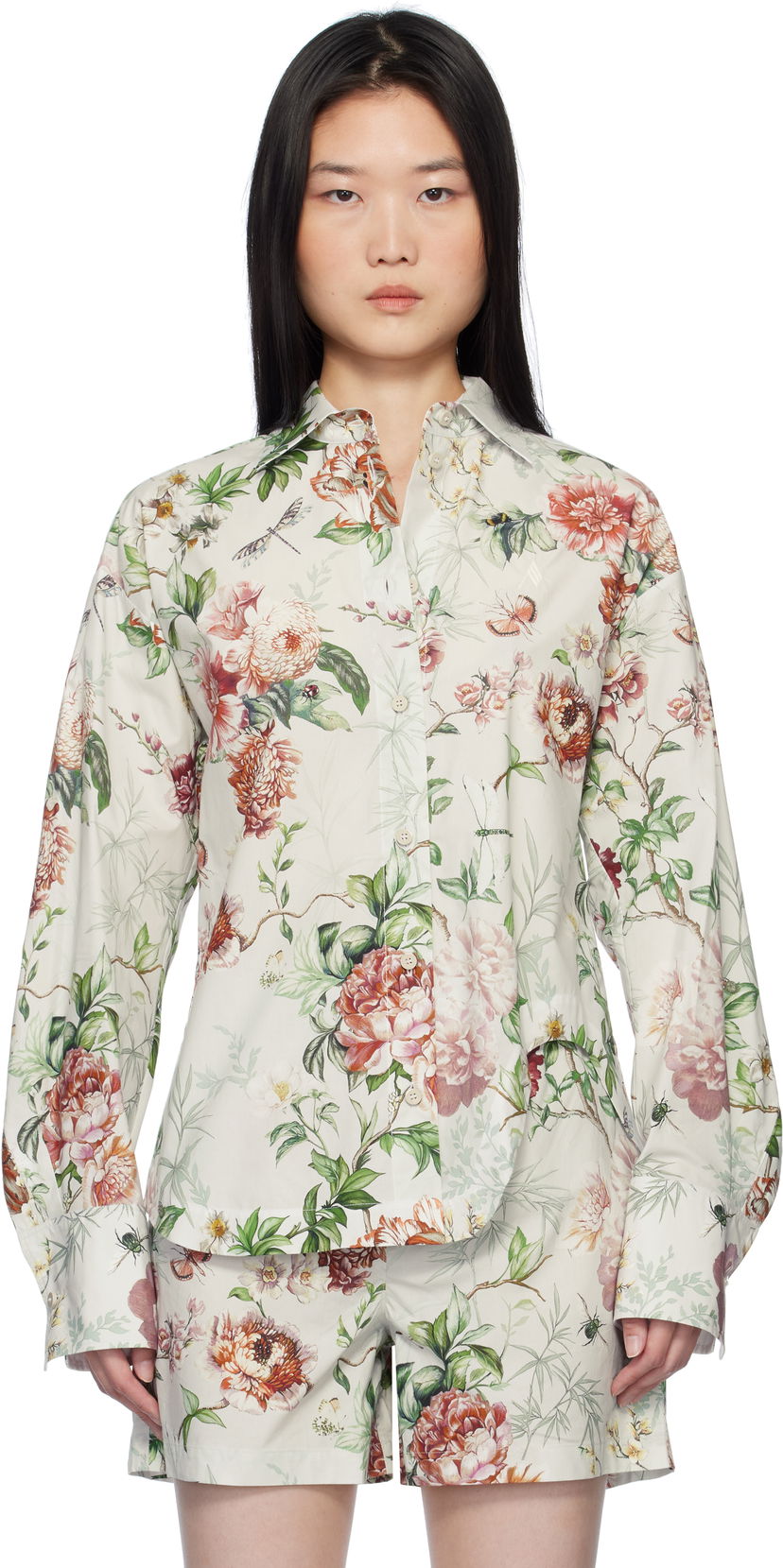 Srajce The Attico Attico Eliza Floral-Print Long Sleeve Shirt Večbarvna | 250WCH00014 CCC053PR
