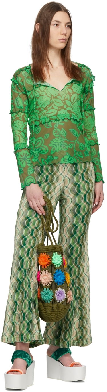 Majica Anna Sui Anna Sui Paradisiac Combo Mesh Top Zelena | 222D21, 3