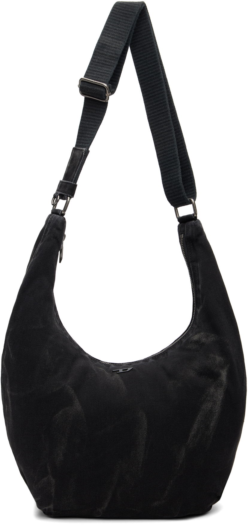 Torba za čez ramo Diesel Rave X Washed Denim Crescent Shoulder Bag Črna | X10414-P4485-T8013